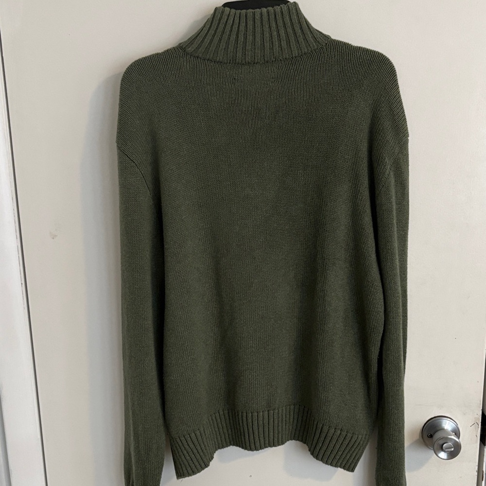 Polo by Ralph Lauren Olive Green Half-Zip Sweater with Red Polo Logo - Picture 4 of 7